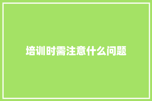 培训时需注意什么问题 社会论文