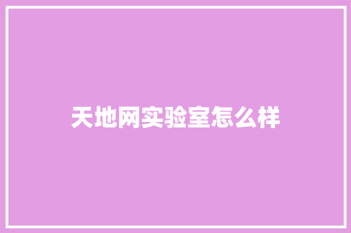 天地网实验室怎么样 简历资料