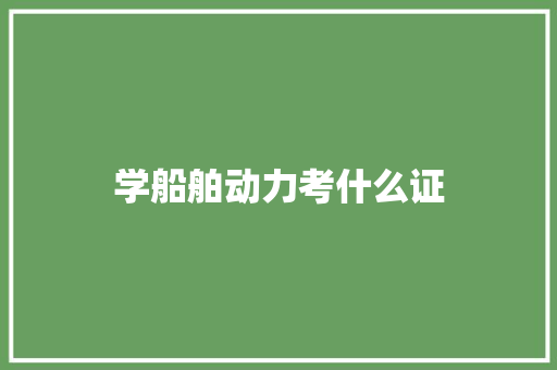 学船舶动力考什么证 保证书