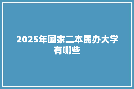 2025年国家二本民办大学有哪些 办公写作