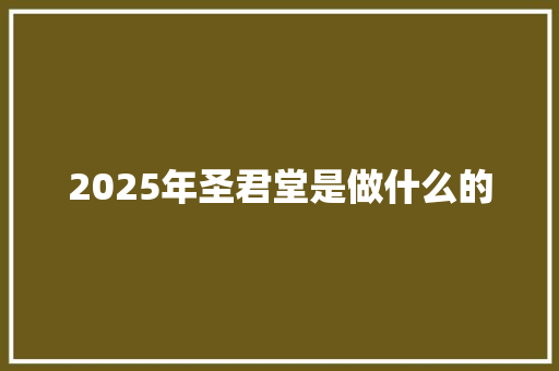 2025年圣君堂是做什么的 保证书