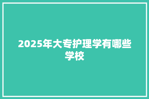 2025年大专护理学有哪些学校 论文