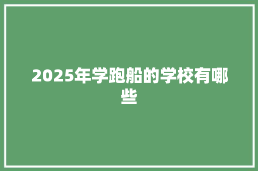 2025年学跑船的学校有哪些 论文