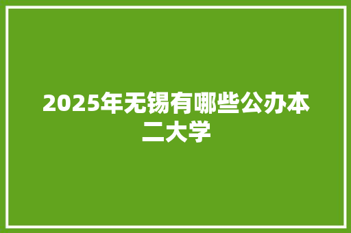 2025年无锡有哪些公办本二大学 担保书