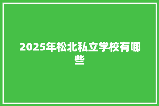 2025年松北私立学校有哪些 毕业设计