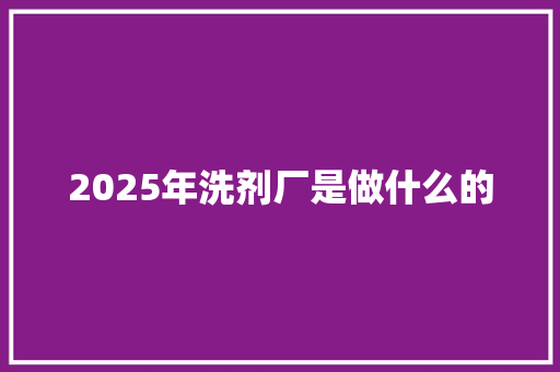 2025年洗剂厂是做什么的 保证书