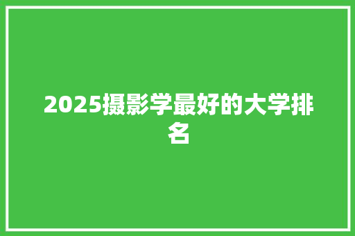 2025摄影学最好的大学排名 办公写作