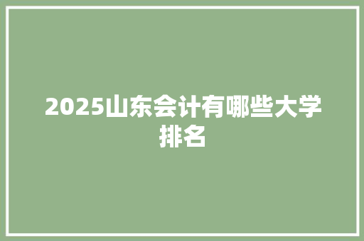 2025山东会计有哪些大学排名 保证书