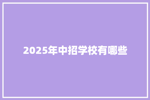 2025年中招学校有哪些 计算机论文