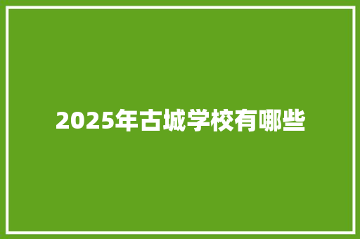 2025年古城学校有哪些 个人简历