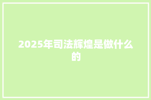 2025年司法辉煌是做什么的 个人简历