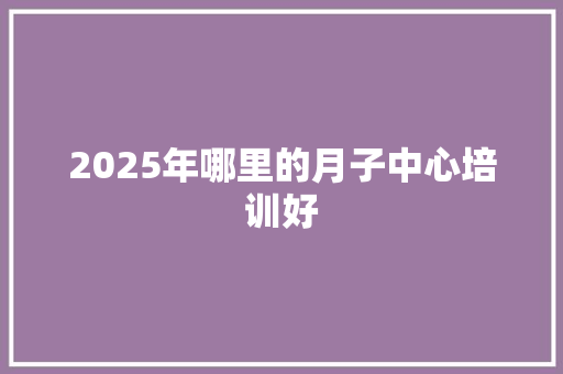 2025年哪里的月子中心培训好 文秘写作