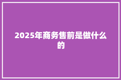 2025年商务售前是做什么的 文秘写作