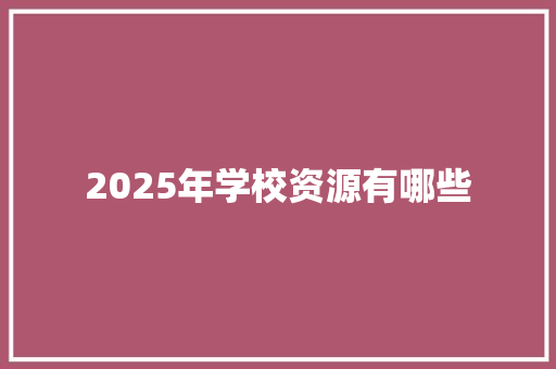 2025年学校资源有哪些 个人写作