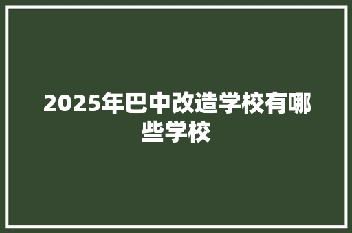 2025年巴中改造学校有哪些学校 担保书