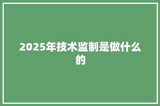 2025年技术监制是做什么的 条剧书信