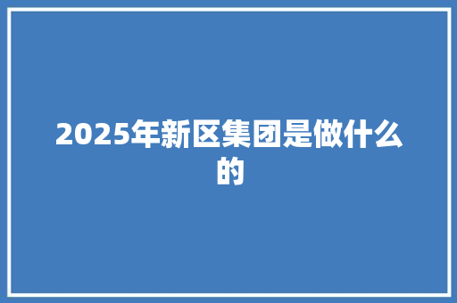 2025年新区集团是做什么的 表扬书