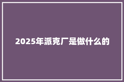 2025年派克厂是做什么的 策划方案