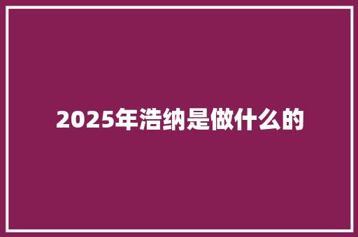 2025年浩纳是做什么的 个人简历