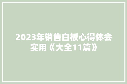 2023年销售白板心得体会实用《大全11篇》 计算机论文