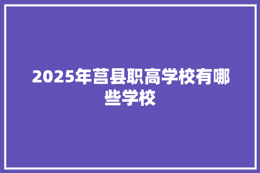 2025年莒县职高学校有哪些学校 办公写作