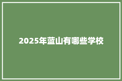 2025年蓝山有哪些学校 条剧书信