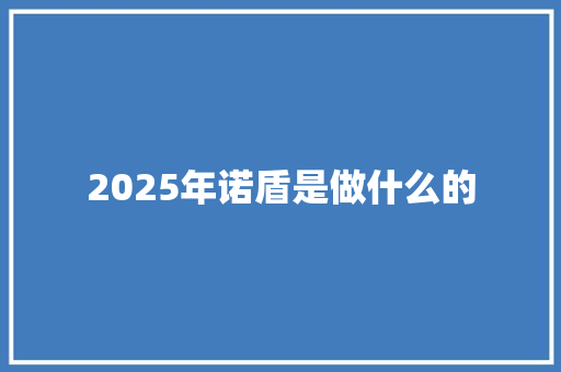 2025年诺盾是做什么的 保证书