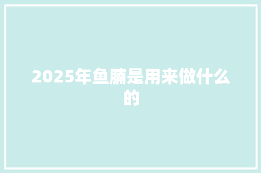 2025年鱼腩是用来做什么的 条剧书信