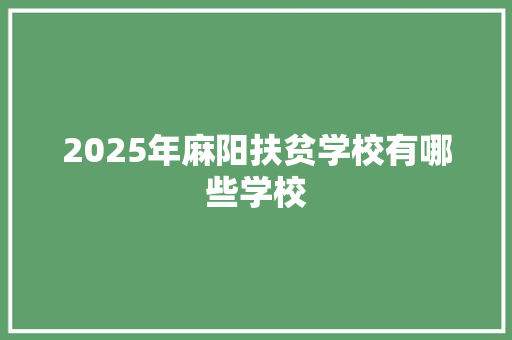 2025年麻阳扶贫学校有哪些学校 条剧书信