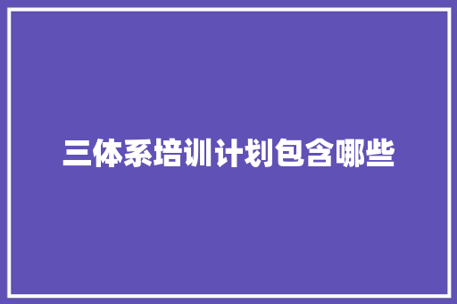 三体系培训计划包含哪些 面试技巧