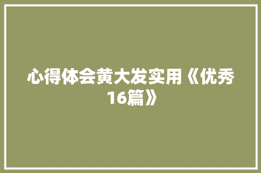 心得体会黄大发实用《优秀16篇》 担保书