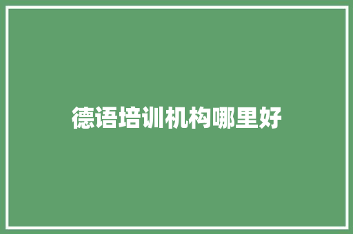 德语培训机构哪里好 毕业设计