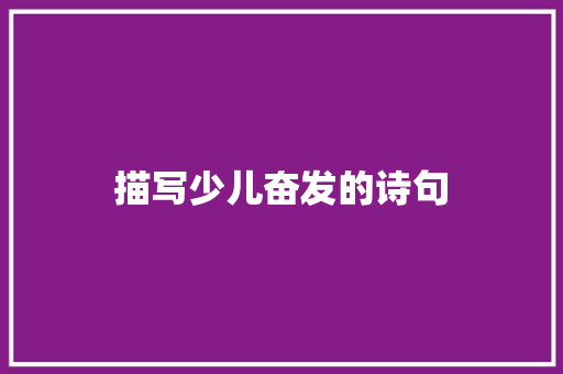 描写少儿奋发的诗句 计算机论文
