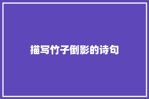 描写竹子倒影的诗句 条剧书信