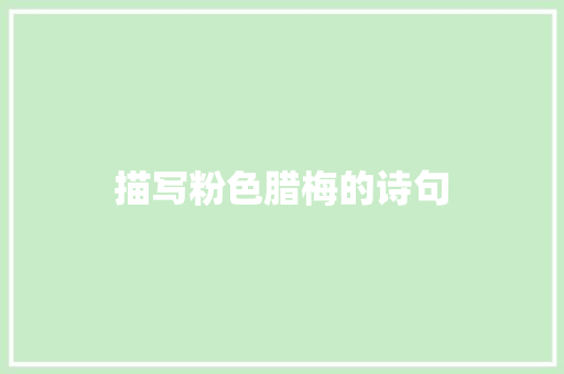 描写粉色腊梅的诗句 保证书