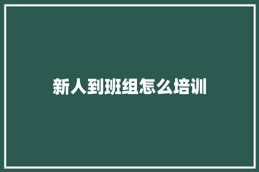 新人到班组怎么培训 面试技巧