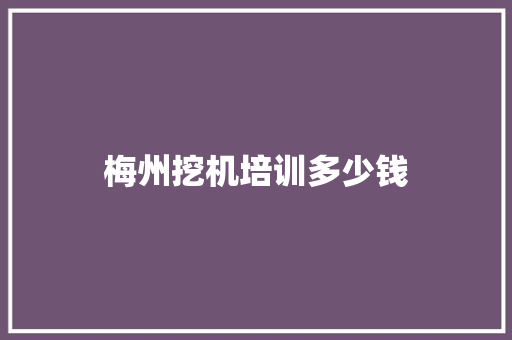梅州挖机培训多少钱 简历资料