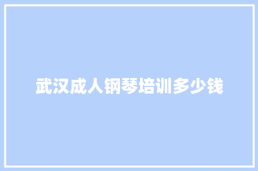 武汉成人钢琴培训多少钱 论文
