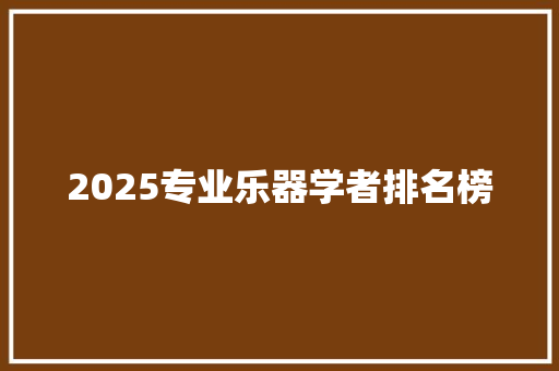 2025专业乐器学者排名榜 担保书