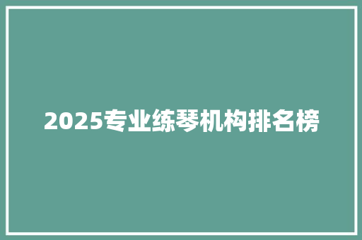 2025专业练琴机构排名榜 条剧书信