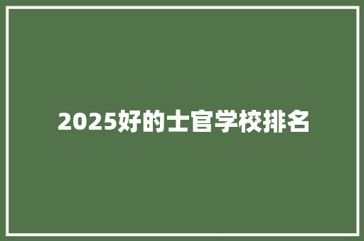 2025好的士官学校排名 社会论文