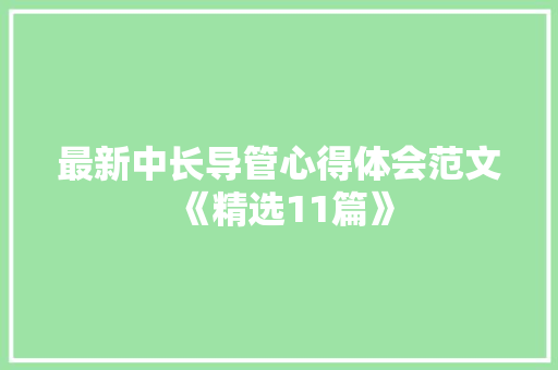 最新中长导管心得体会范文《精选11篇》 简历