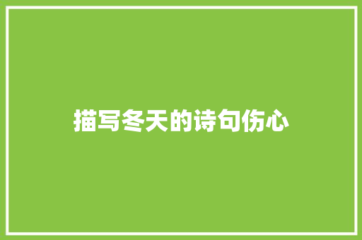 描写冬天的诗句伤心 论文