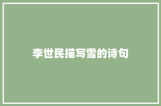李世民描写雪的诗句 计算机论文