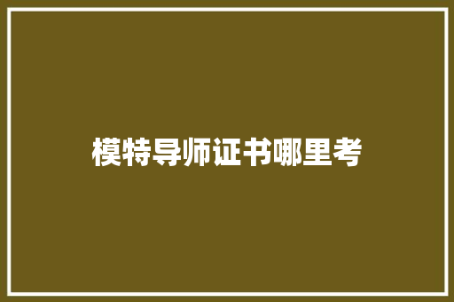 模特导师证书哪里考 简历资料