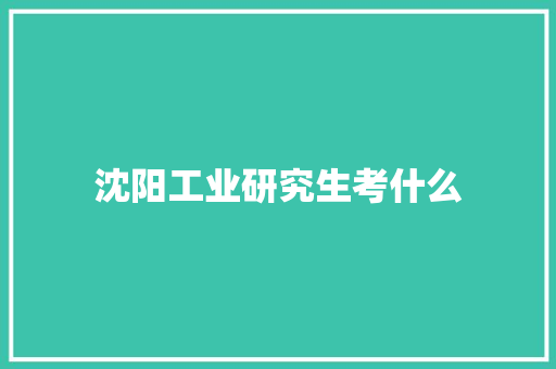 沈阳工业研究生考什么 简历