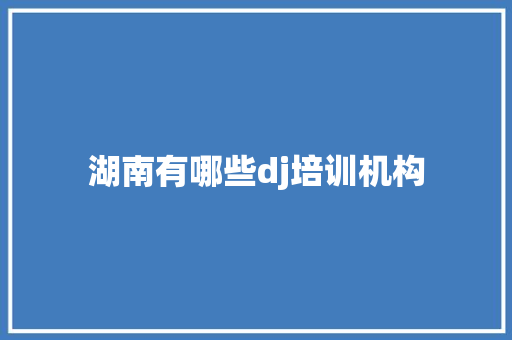 湖南有哪些dj培训机构 个人简历