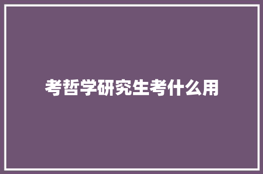 考哲学研究生考什么用 社会论文