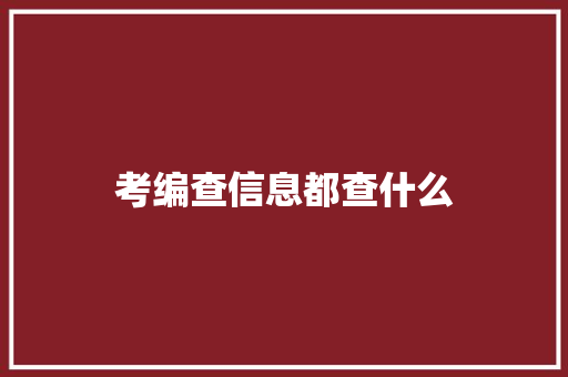 考编查信息都查什么 社会论文