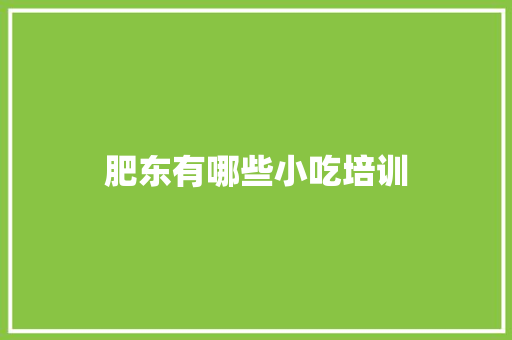 肥东有哪些小吃培训 简历